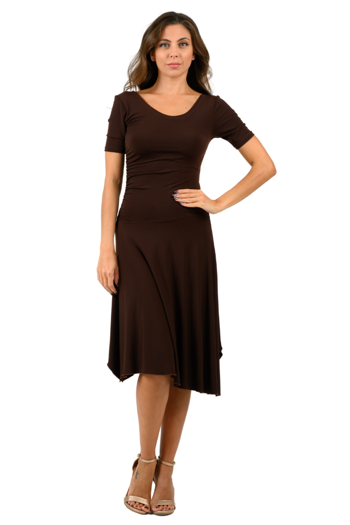 Short-sleeve Tango Dress with Side Draping