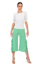 Load image into Gallery viewer, Side Ruffled Capri Pants (XS,S,XL) (Forest Green)
