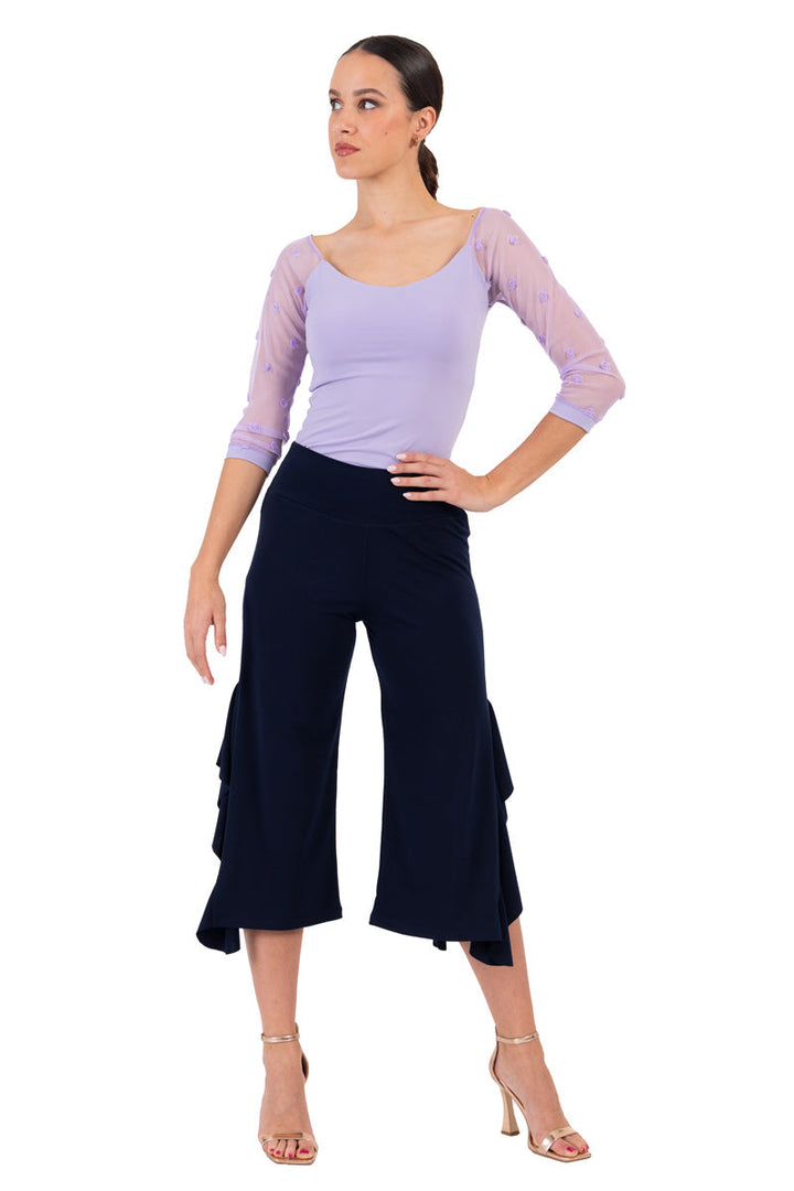 Side Ruffled Capri Pants