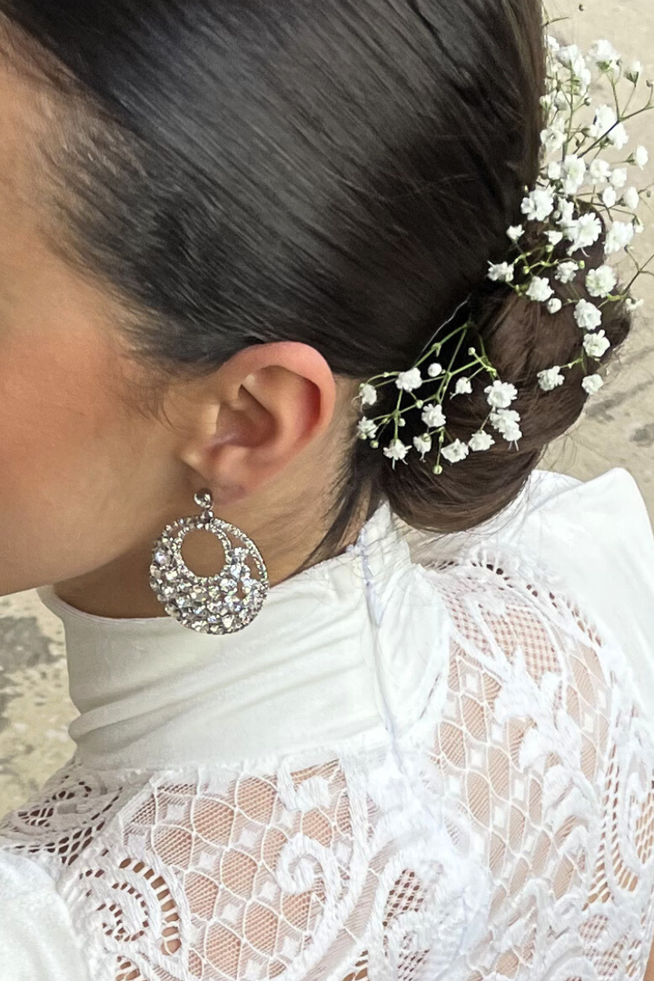 Silver Crystal Circular Tango Earrings