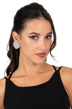 Load image into Gallery viewer, Silver Sparkling Oversized Heart Stud Earrings