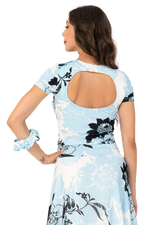Load image into Gallery viewer, Sky Floral Print Cutout Back Crop Top