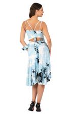 Load image into Gallery viewer, Sky Floral Print Dress With Adjustable Ruched Keyhole Back