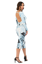 Load image into Gallery viewer, Sky Floral Print Tango Dress With Open Back