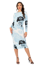 Load image into Gallery viewer, Sky Floral Print Tango Dress With Open Back