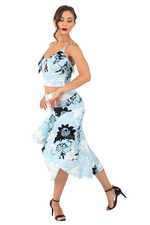 Load image into Gallery viewer, Sky Floral Print Crop Top With Adjustable Front Knot