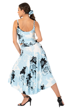 Load image into Gallery viewer, Sky Floral Print Crop Top With Adjustable Front Knot