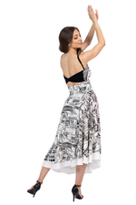 Load image into Gallery viewer, Skyline Print Two-layer Georgette Skirt