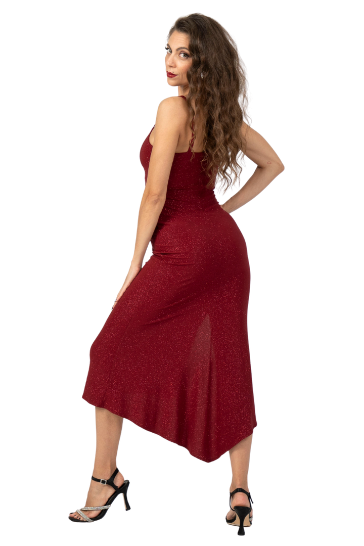 Sleeveless Tango Dress with Asymmetric Neckline