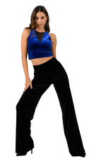 Load image into Gallery viewer, Sleeveless Velvet Crop Top With Mesh V Neckline
