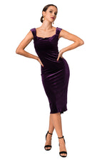 Load image into Gallery viewer, Small Tail Velvet Tango Dress With Thick Straps