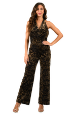 Load image into Gallery viewer, Snake Print Velvet Devoré Wide Leg Jumpsuit
