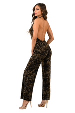 Load image into Gallery viewer, Snake Print Velvet Devoré Wide Leg Jumpsuit
