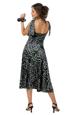 Load image into Gallery viewer, Snake Print Ruffled Velvet Dress With Decorative Bow Details
