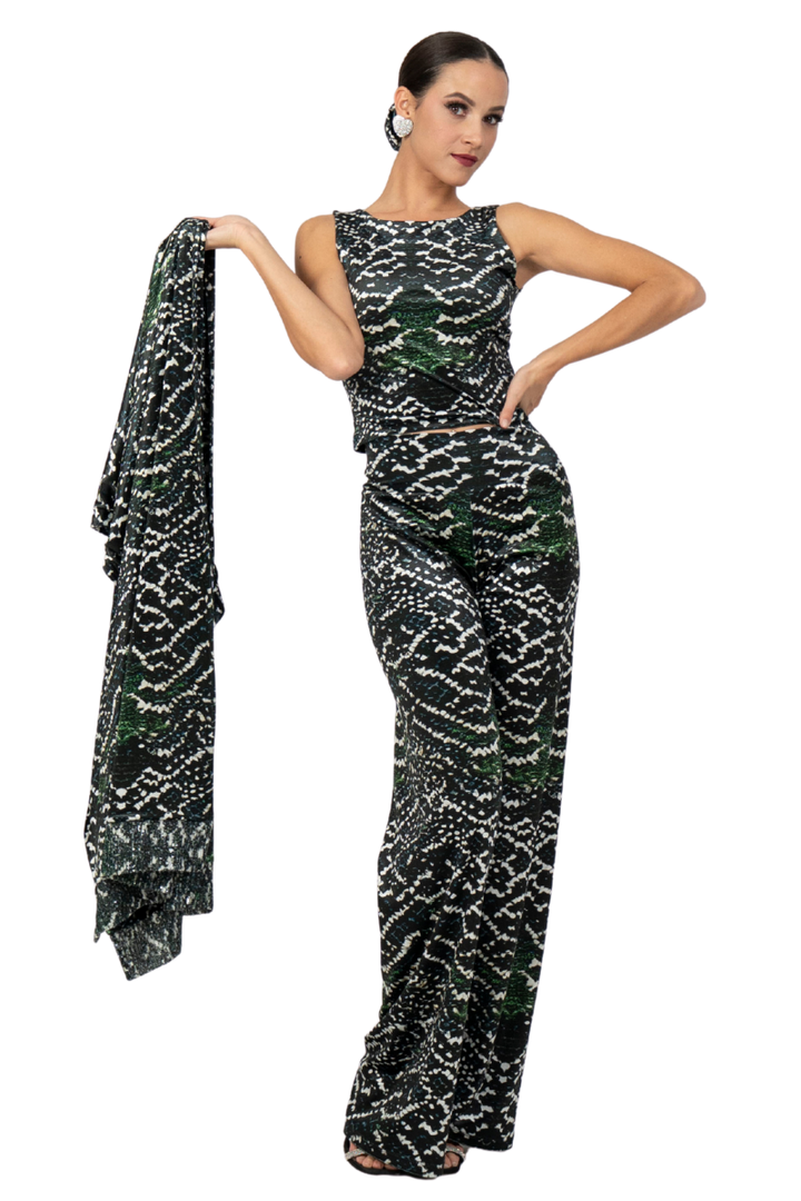 Snake Print Velvet Shawl