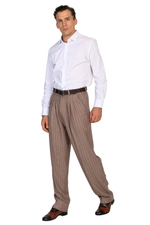 Load image into Gallery viewer, Soft Brown Striped Men&#39;s Tango Pants With Three Pleats
