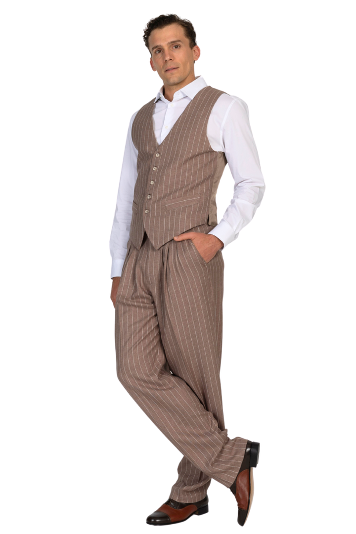Soft Brown Striped Men's Tango Vest