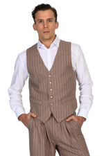 Load image into Gallery viewer, Soft Brown Striped Men&#39;s Tango Vest
