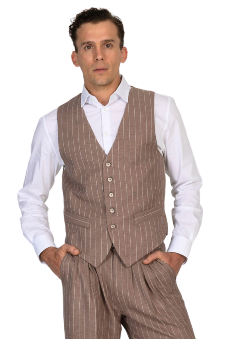 Soft Brown Striped Men's Tango Vest