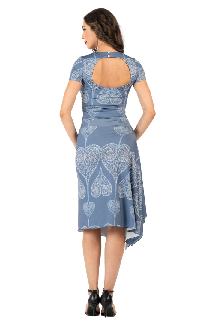 Spade Print Cutout Back Crop Top