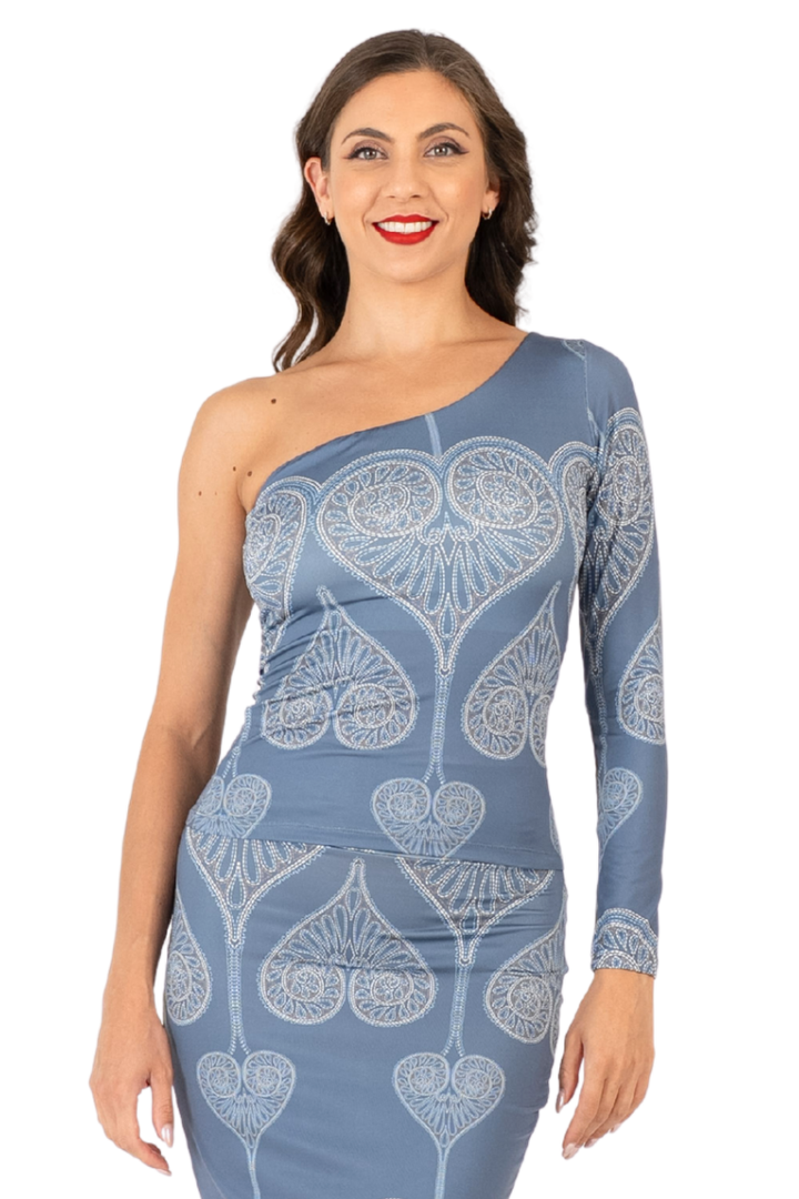 Spade Print One-Sleeve Tango Top