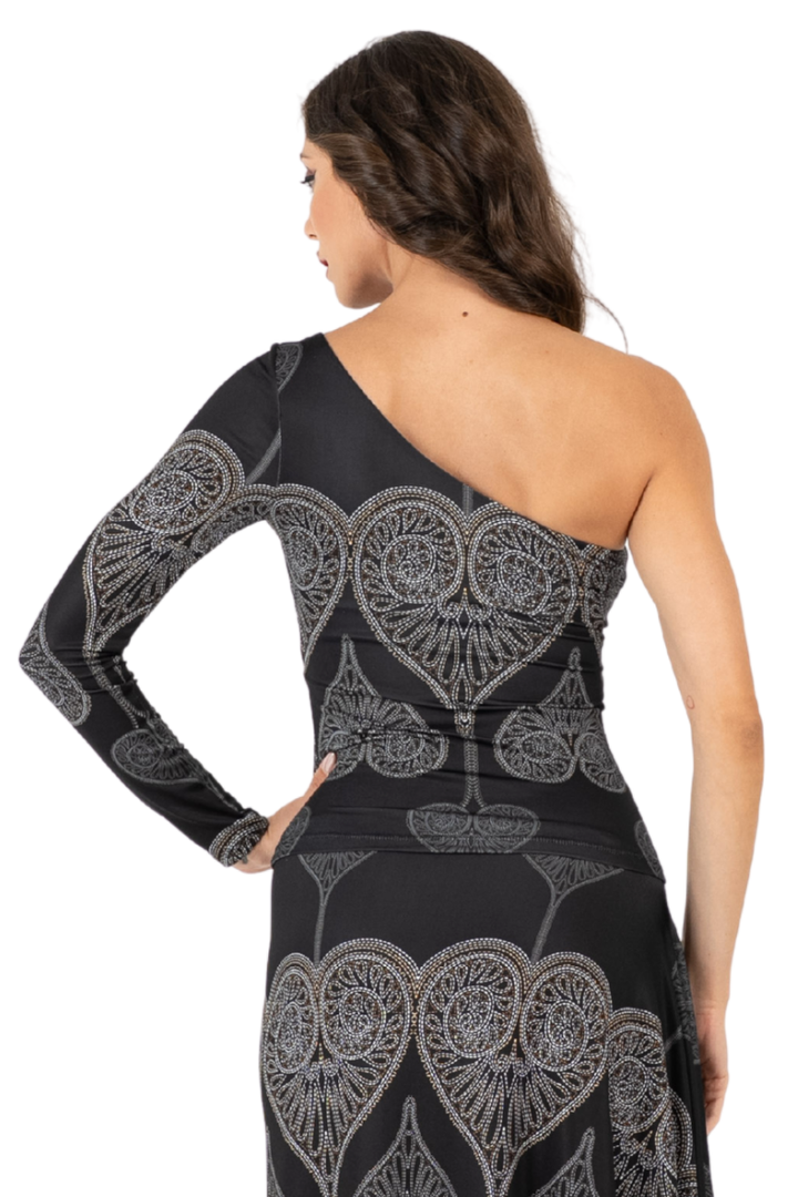 Spade Print One-Sleeve Tango Top
