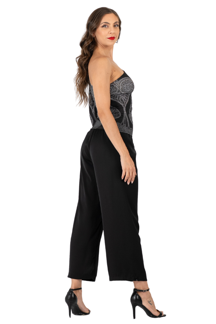 Spade Print One-Sleeve Tango Top