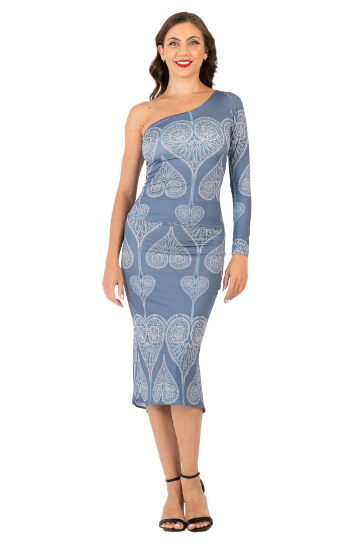 Spade Print Tango Skirt With Center Back Slit