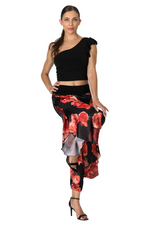 Load image into Gallery viewer, Woman wearing a black one-shoulder top and floral skirt on a white background
