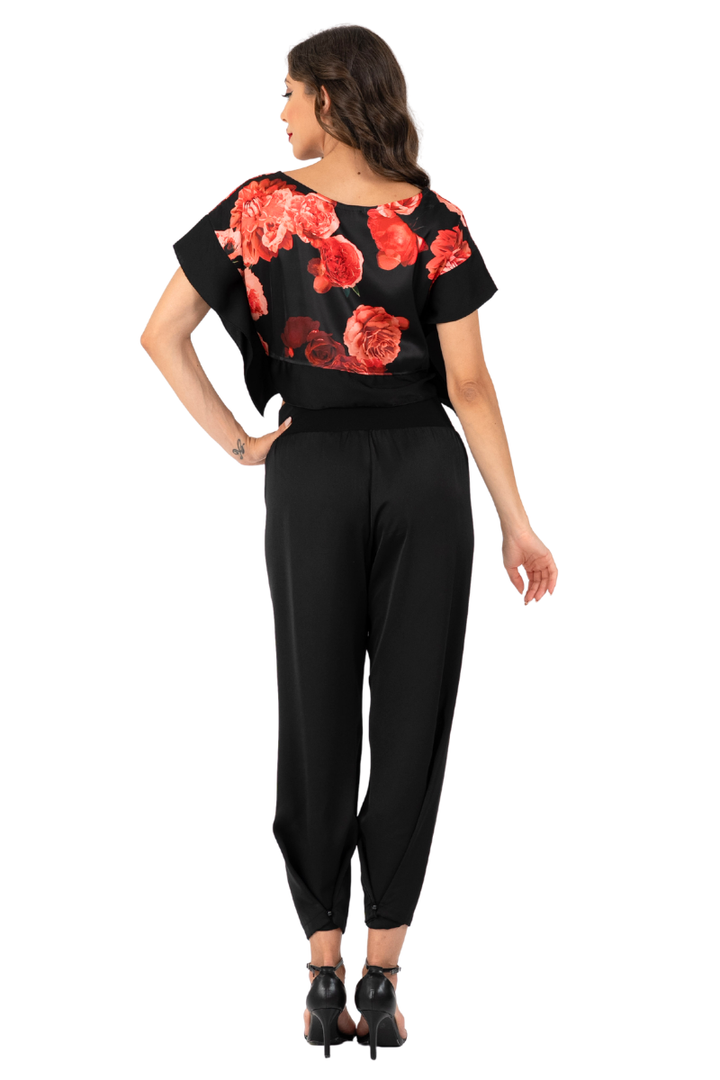 Spanish Floral Print Boxy Crop Top