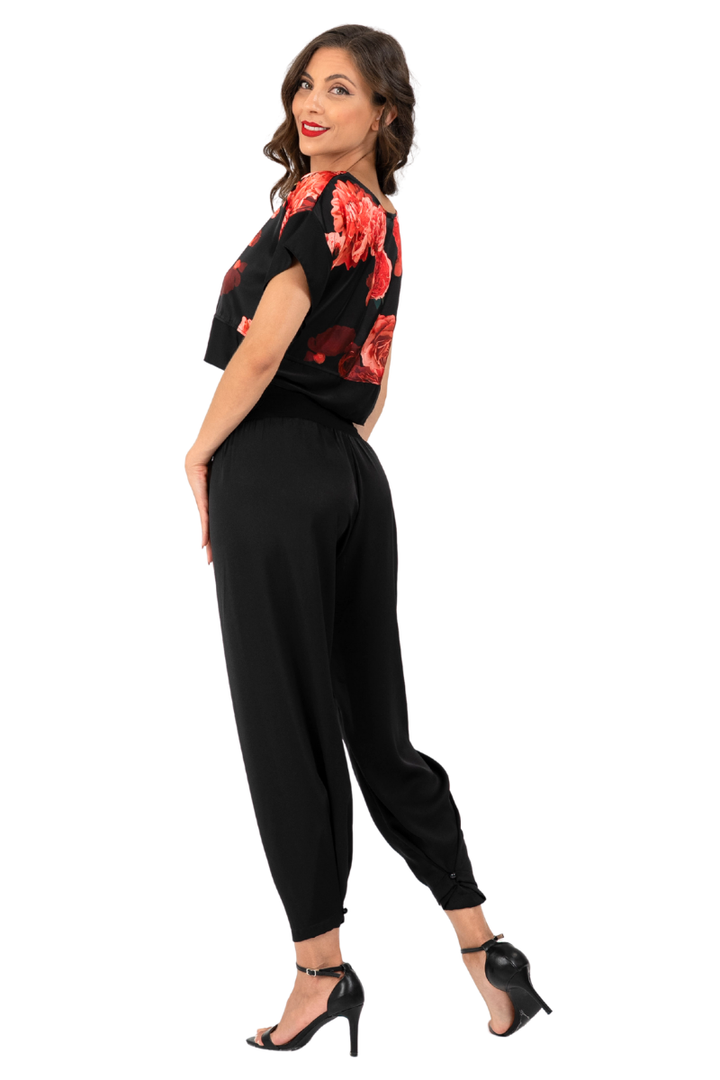 Spanish Floral Print Boxy Crop Top
