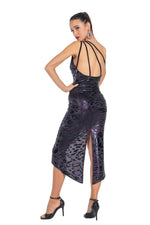 Load image into Gallery viewer, Sparkling Eggplant Animal Print One Shoulder Bodysuit With Decorative Back
