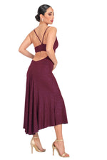 Load image into Gallery viewer, Sparkling Eggplant Fit &amp; Flare Keyhole Back Midi Tango Dress
