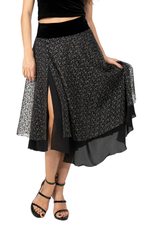 Load image into Gallery viewer, Sparkling Leaf-Print Two-layer Dance Skirt
