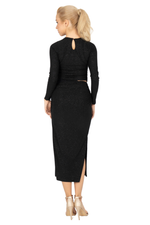 Load image into Gallery viewer, Sparkling Long Sleeve Tango Crop Top with Asymmetric Cutout (S)