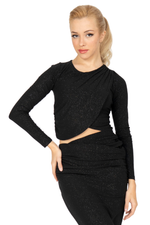 Load image into Gallery viewer, Sparkling Long Sleeve Tango Crop Top with Asymmetric Cutout (S)