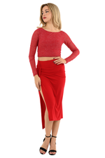 Load image into Gallery viewer, Sparkling Sleeved Twisted Knot V-neck Crop Top
