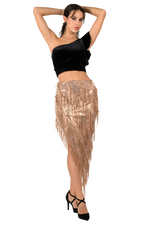 Load image into Gallery viewer, Rose Gold Sparkling Sequin Fringe Asymmetric Tango Skirt
