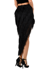 Load image into Gallery viewer, Shimmer Soft Fringe Asymmetric Tango Skirt
