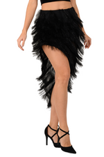 Load image into Gallery viewer, Shimmer Soft Fringe Asymmetric Tango Skirt
