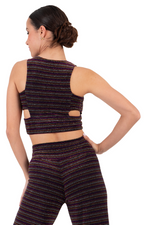 Load image into Gallery viewer, Sparkling Striped Top With Cutouts
