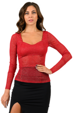 Load image into Gallery viewer, Sparkling Sweetheart Neckline Sleeved Top
