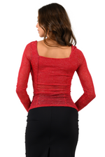 Load image into Gallery viewer, Sparkling Sweetheart Neckline Sleeved Top
