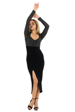 Load image into Gallery viewer, Tango Dress With Curved Slit And Sparkling Top
