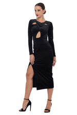 Load image into Gallery viewer, Sparkling Velvet Cutout Dress With Keyhole Back &amp; Slit