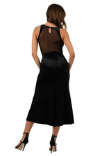 Load image into Gallery viewer, Black Sparkling Velvet Tango Dress With Mesh Details
