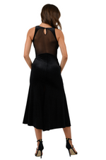 Load image into Gallery viewer, Black Sparkling Velvet Tango Dress With Mesh Details
