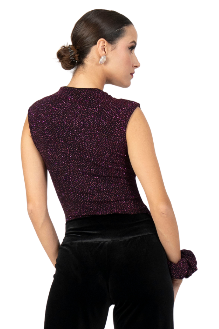 Sparkling Asymmetric Sleeveless Dance Top