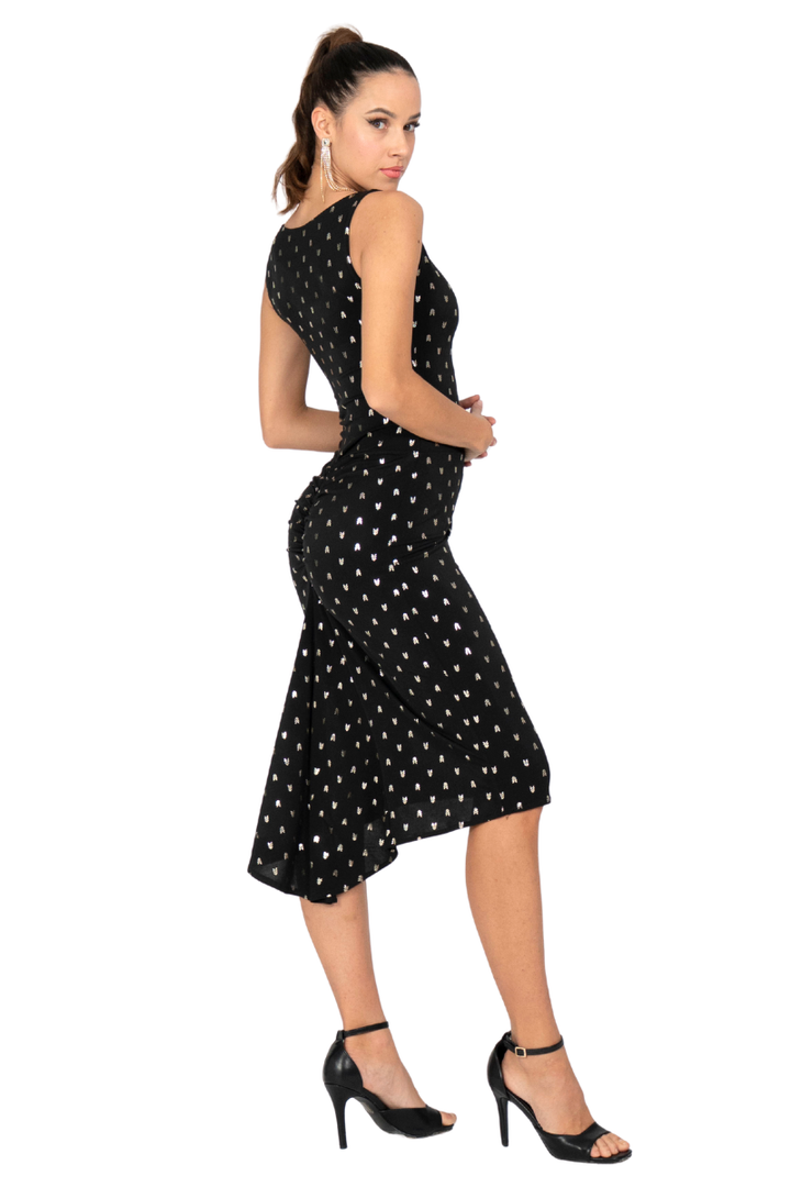 Sparkling Fishtail Dress with Gold Detail