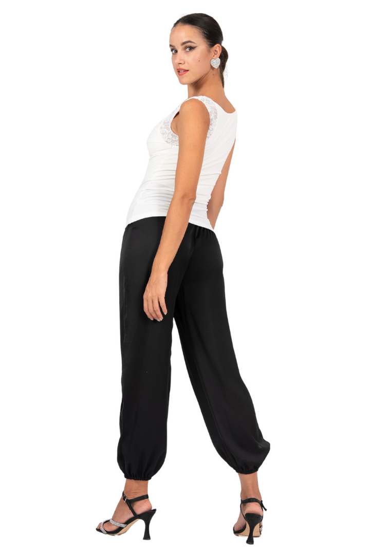 Square Neckline Top With Bust Gatherings And Lace Straps